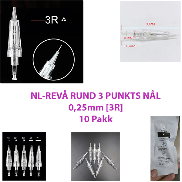 Hovedbilde NL-REVÅ RUND 3 PUNKTS NÅL 0,25mm [3R/3P] (10 Pakk)