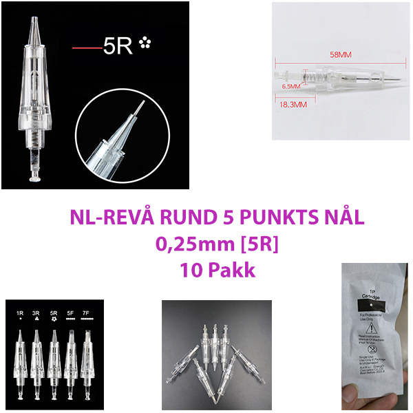 Hovedbilde NL-REVÅ RUND 5 PUNKTS NÅL 0,25mm [5R/5P] (10 Pakk)