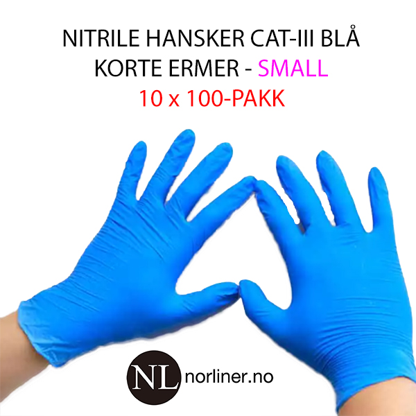 Hovedbilde LM-HANSKE NITRIL Kort Blå - Small - 1000 stk 20% rab