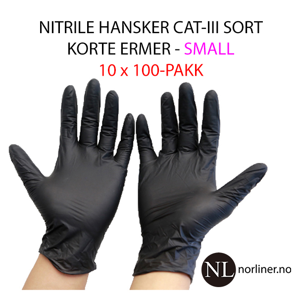 Hovedbilde LM-HANSKE NITRIL Kort Sort - Small - 1000 stk 20% rab
