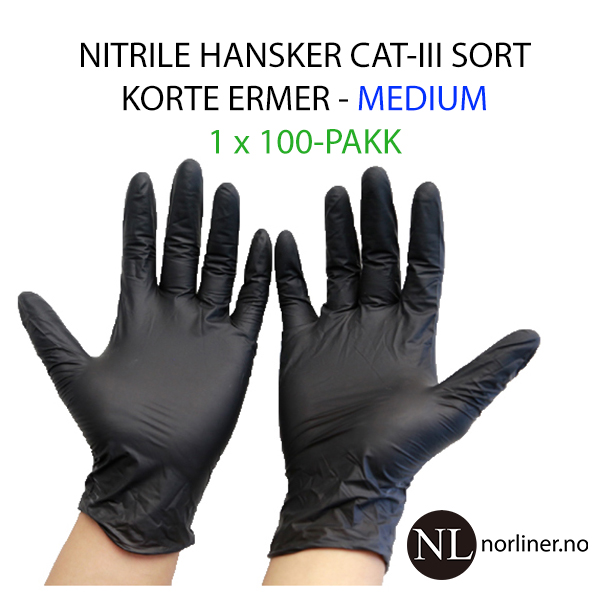 Bilde av LM-HANSKE NITRIL Kort Sort - Medium - 100 Pakk